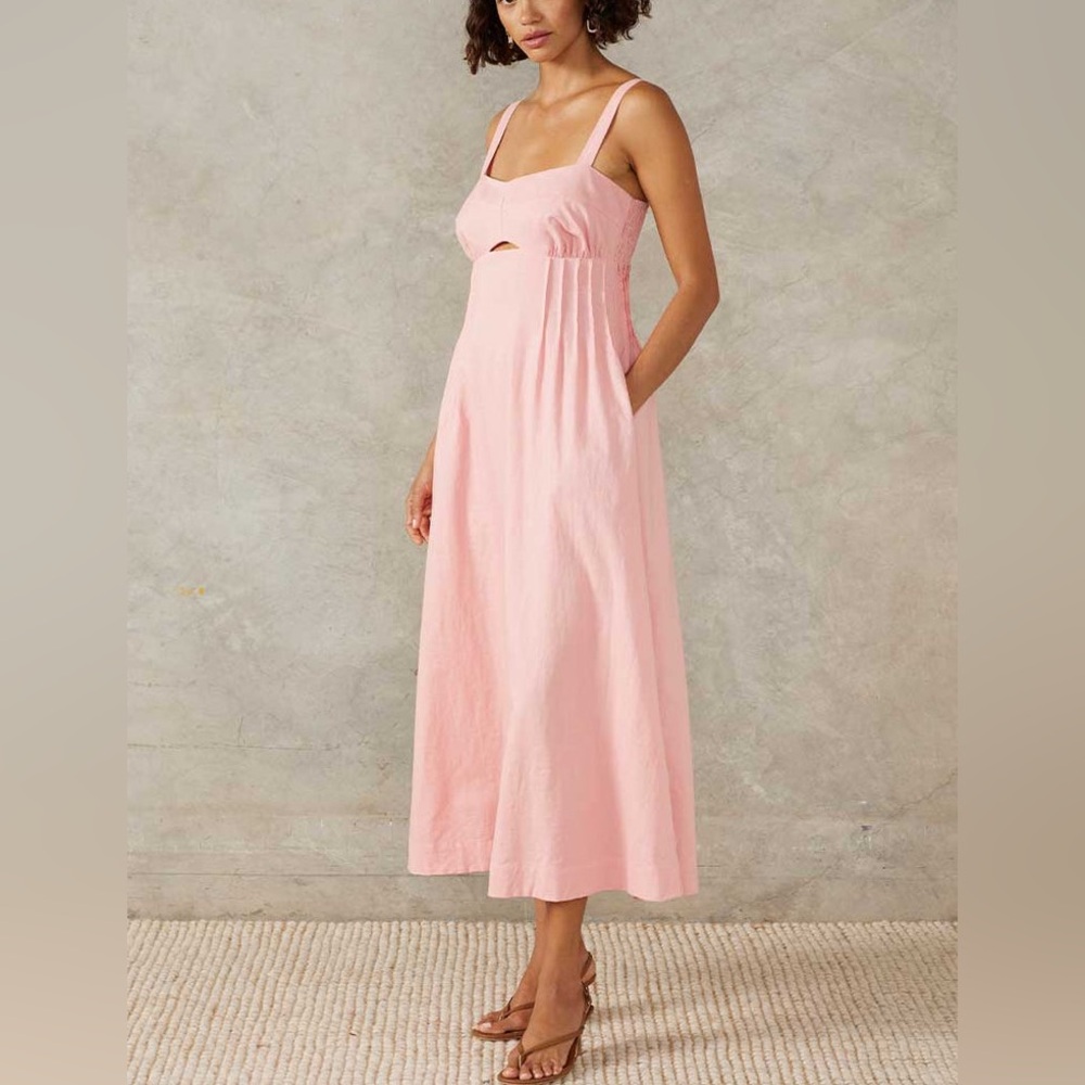 Anthropologie Mon Renn Sunlight Midi Dress in Blush Pink - XS - NWT - Picture 2 of 11